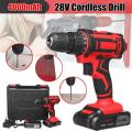 28V 3/8" New Electric Cordless Drill Driver Rechargeable Screwdriver w/ 2xLi-Battery -. 