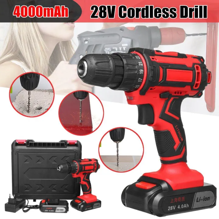 28V%203/8"%20New%20Electric%20Cordless%20Drill%20Driver%20Rechargeable%20Screwdriver%20w/%202xLi-Battery%20-%20-%20Image%203