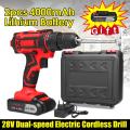 28V 3/8" New Electric Cordless Drill Driver Rechargeable Screwdriver w/ 2xLi-Battery -. 