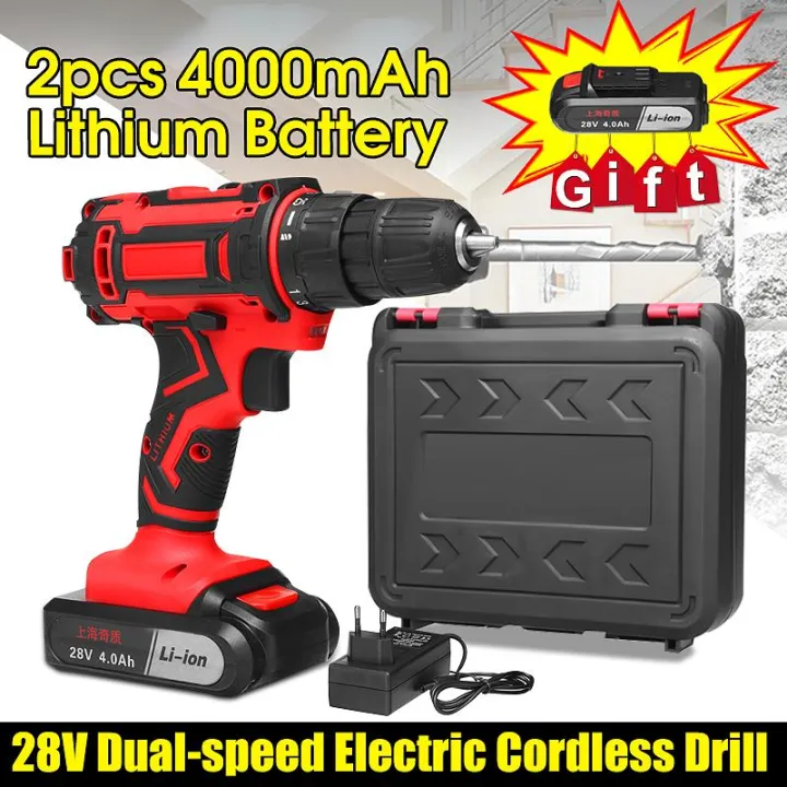 28V%203/8"%20New%20Electric%20Cordless%20Drill%20Driver%20Rechargeable%20Screwdriver%20w/%202xLi-Battery%20-%20-%20Image%202
