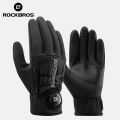 ROCKBROS Cycling Gloves Road MTB Bike Electromobile Adjustable Knob Windproof Warm Men Long-fingered Velvet Autumn Winter. 