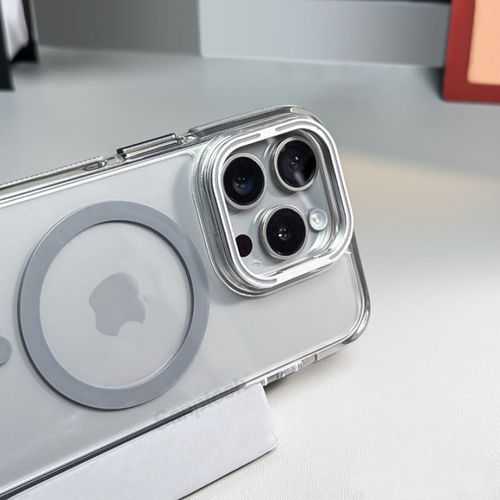Vorix%20Sanptoch%20For%20Magsafe%20Invisible%20Stand%20Phone%20Case%20For%20iPhone%2015%20/%2014%20/%2013%20/%2012%20Pro%20Max%20Clear%20Shockproof%20Bumper%20Cover%20For%20iPhone%2015%20Pro%20Transparent%20Protection%20Casing%20With%20Camera%20Lens%20Holder%20-%20Image%204