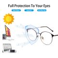 WNQNW Photochromic Radiation Eye Glasses Fog For Women Men rad 3 in 1 Sun Adaptive Glass Ray Transition Eyeglass Specs Replaceable Blue Light Glare Computer Round Metal Frame Anti UV400 Auto Changing Color Sunglasses.