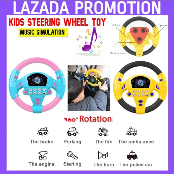 Readystock Music Car Steering Wheel Toy Early Educational Intelligent for Kids Children Simulator Stereng Mainan