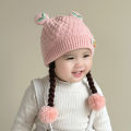 Cute Braid Baby Ear Protection Cap 6-24M Kids Winter Warm Knitted Woolen Hat Cartoon Toddler Beanie Children Girl Crochet Bonnet. 