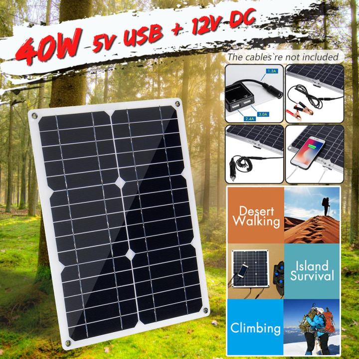 40W 18V New Mono Solar Panel Dual 12V/5V  Universal Serial Bus Monocrystaline Flexible Solar Charger For Car RV Boat Charger -