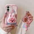 xprmy for Vivo V25 Pro Cream Edge TPU Silicone Soft Case Cute Plush Doll Coal Ball Rabbit Strawberry Bear Frog Phone Case With Hanging Ring. 