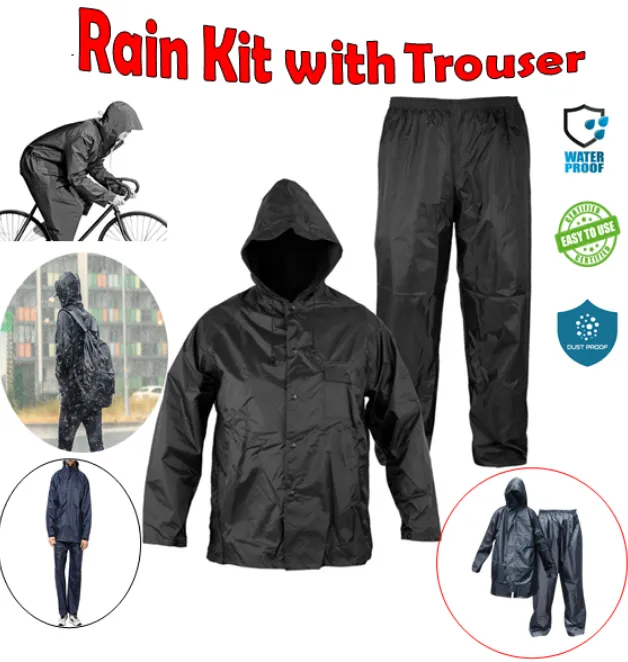 Free Size 1 Set Raincoat Rain Pants Kit Waterproof Rain Coat Adult Rainwear Rainproof Motorcycle Rainsuit For Outdoor Rescue Raincoats Daraz.lk