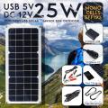 25W DUO Output 12V  5V Universal Serial Bus Mono?Solar Power Charging Panel w Suckers & Carabiner for DUO Output for 12V 5V Camping Fan/Lamp/Power Generator System For iPhone Huawei -. 