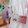 For Infinix Hot 30 X6831 Hot 30i Hot 30i NFC X669 X669C X669D Hot 30 Play Hot 30 Play NFC X6835 X6835B Flash powder electroplating Wrist strap bracket Phone Case Whit lanyard. 