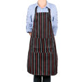 【HOT】 Adult Black Stripe Bib Cooking Apron With Pockets Cotton Home Kitchen Chef Restaurant Waiter Aprons Fashion For Cooking Baking Adjustable Apron For Man Woman. 