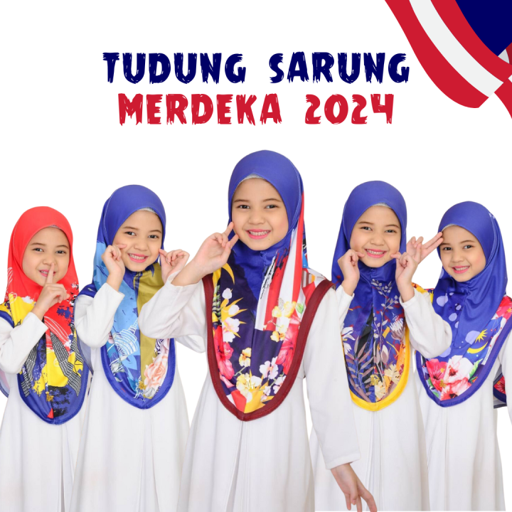 Tudung Sarung Merdeka Budak Dewasa 2024 Ibu Anak Kanak2 Mosscrepe Awning Scuba Kanak Kanak Kids Girl Bendera Malaysia