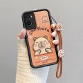 lthmy for OPPO A96 4G Case Compatible with Leather Case Cute Cartoon Protection Edge Soft and Shockproof Cell Cover with Lanyard Phone Cover. 