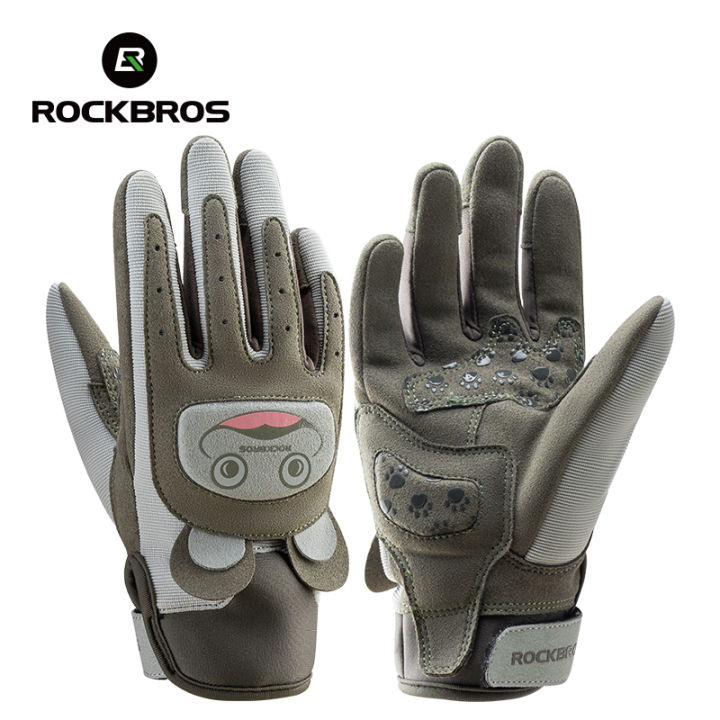ROCKBROS Children Cycling Gloves Wear Resistant Anti-Slip Safety Comfortable Children Full Finger Gloves Skateboard Cycling Outdoor Sports Equipment