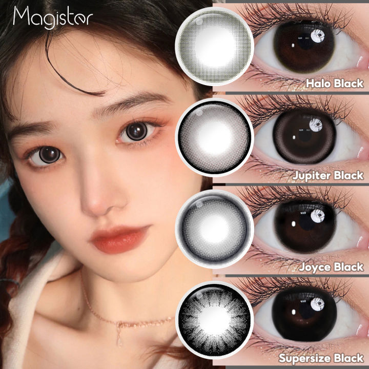 \12304; Black&Gray Series】Magister Colored Black Gray 1Pair Beautiful Soft Lens Big Eye Doll Contact Lenses with Case