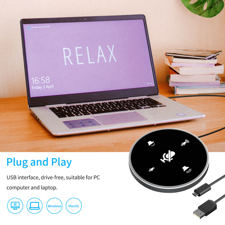 Desktop%20USB%20Conference%20Speakerphone%20Microphone%20Built-in%20Speaker%20360%C2%B0%20Omnidirectional%20PC%20Computer%20Condenser%20Mic%20with%20Mute%20Function%20Volume%20Adjustment%20Plug%20&%20Play%20Compatible%20with%20Windows%20Mac%20-%20Image%205