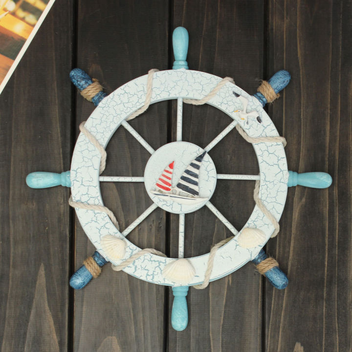 Natucial Rutter 11'' Wood New Nautical Rudder Boat Ship Wheel Beach House Wall Hanging ...