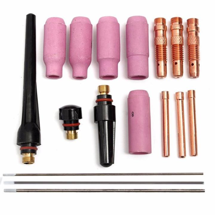 17 Pcs TIG Welding Torch Cup Collet Body Nozzle Tungsten Kit WP-17 WP-18 WP-26 -