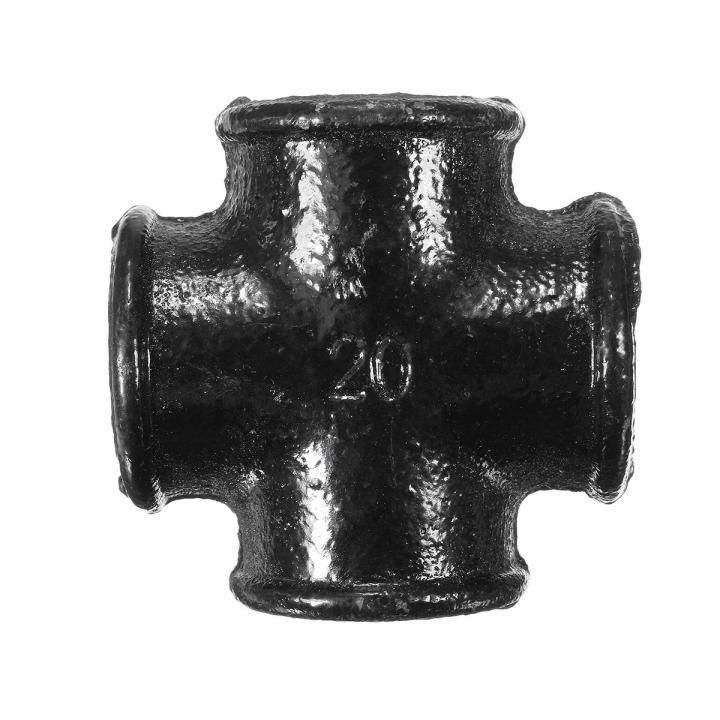 3/4'' Black New New 4-Way Malleable Iron Threaded Cross Pipe Plumbing ...