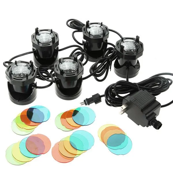 5 Set LED Submersible Pond Spot Lights Tools DIY Underwater Garden Pool ...