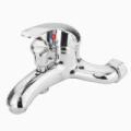 Bathroom Chrome Wall Mounted Hot Cold Dual outlet Spout Water Mixer Tap Faucet. 