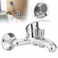 Bathroom Chrome Wall Mounted Hot Cold Dual outlet Spout Water Mixer Tap Faucet. 
