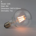 Dimmable E27 New Edison Vintage Warm Yellow LED Bulbs Filament COB Lamp Retro Globe Lighting AC 220V #05 - Five. 