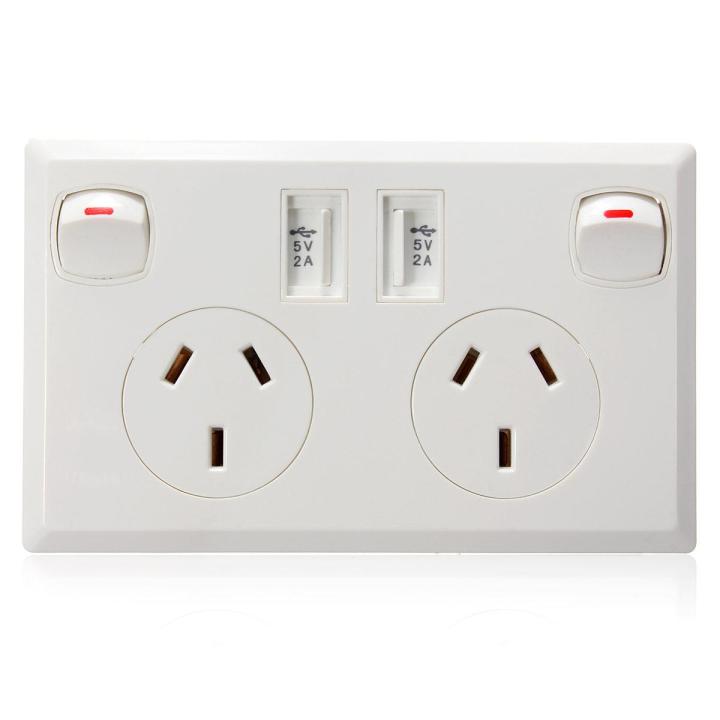 Dual USB Port Wall Socket 10A AC90~250V Tools DIY AU Type Jack 2 Switch ...