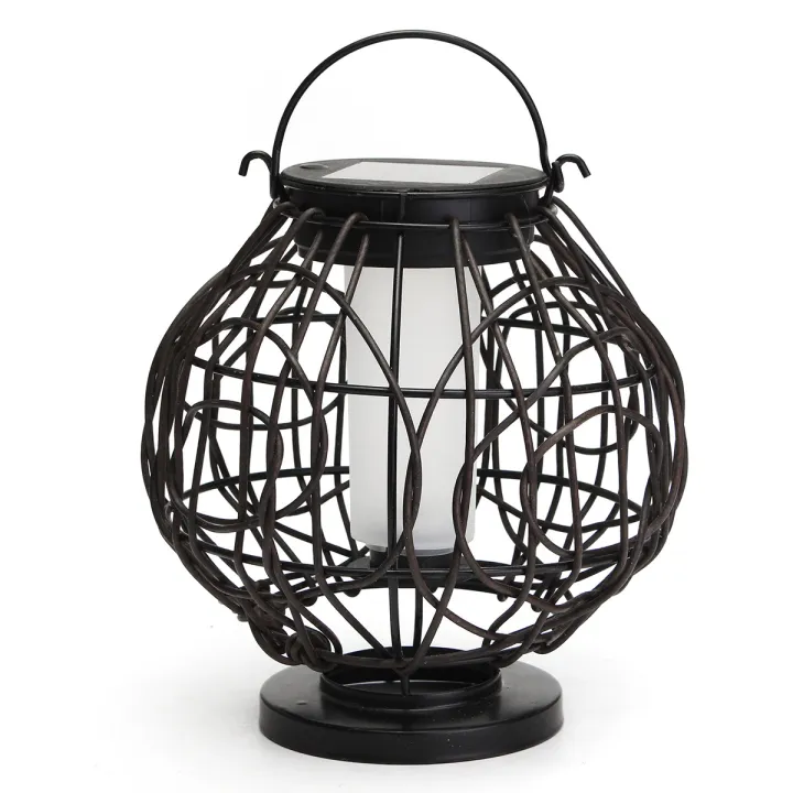 Picture of LED Solar Powered Retro Light Iron Cage Furniture Lantern Lamp Metal ...