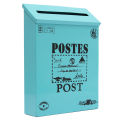 Metal Tin Locking Waterproof Post Card Mailbox Vintage Wall Hanging Mail Box New Blue - blue. 