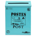 Metal Tin Locking Waterproof Post Card Mailbox Vintage Wall Hanging Mail Box New Blue - blue. 