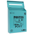 Metal Tin Locking Waterproof Post Card Mailbox Vintage Wall Hanging Mail Box New Blue - blue. 