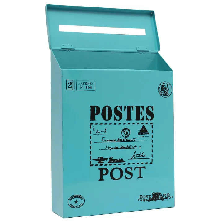 Metal%20Tin%20Locking%20Waterproof%20Post%20Card%20Mailbox%20Vintage%20Wall%20Hanging%20Mail%20Box%20New%20Blue%20-%20blue%20-%20Image%203