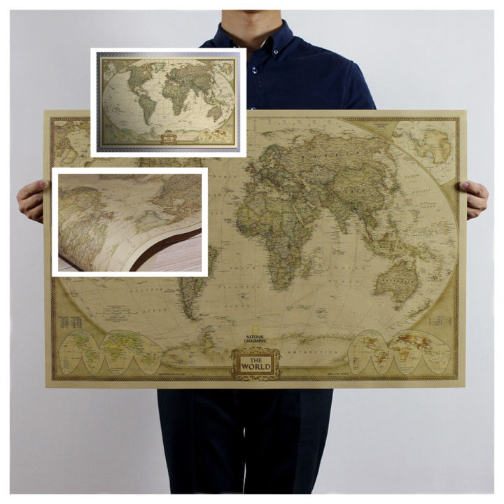 Retro Vintage Globe Old World Map Matte Brown Paper Poster Home Decor ...