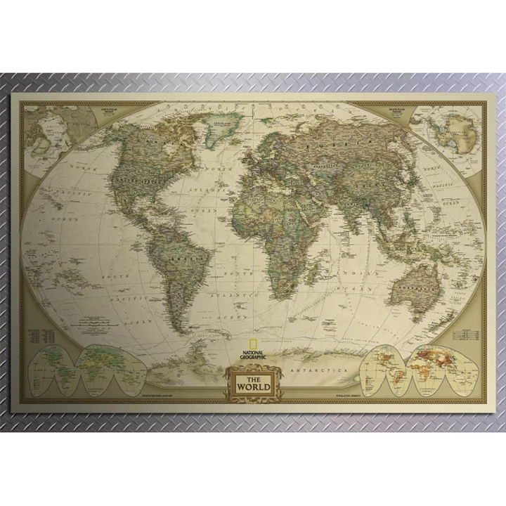 Retro Vintage Globe Old World Map Matte Brown Paper Poster Home Decor ...