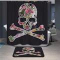 Shower Curtains + Door Mat Black. 
