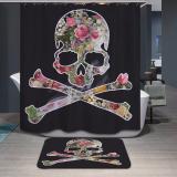 Shower Curtains + Door Mat Black