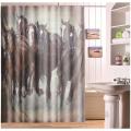 Waterproof Polyester Horse Shower Curtain Panel Sheer Home Bathroom 12 Hooks Set -. 
