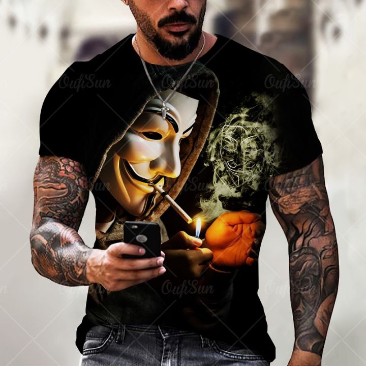 Men's Joker Face 3D Printed T Shirt Unisex Fashion Personality Plus Size Short Sleeve Pullover Tops