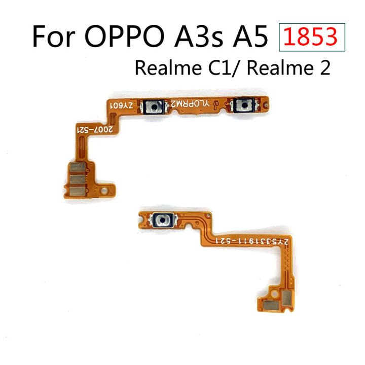 For OPPO A3s A5 1853 / Realme C1 / Realme 2 Power on / off Switch Button Side Volume Up Down Buttons Flex Cable Replacement Parts