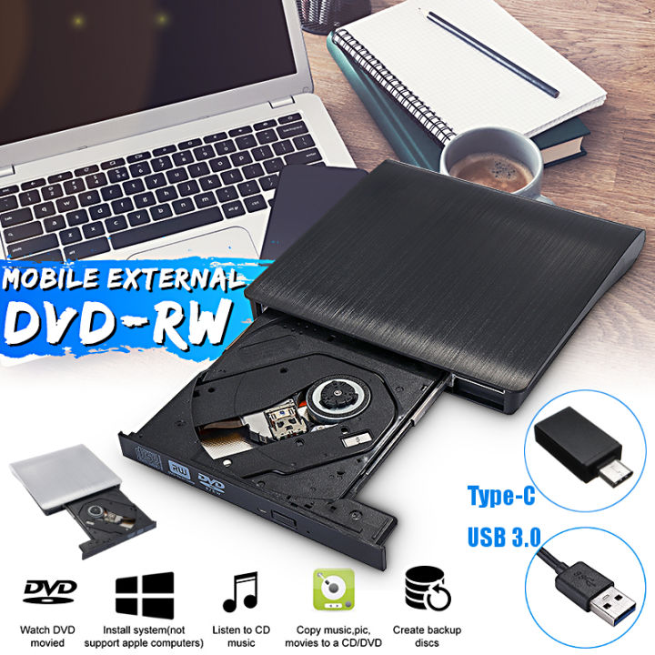 USB 3.0 Durable External Computers CD DVD Writer Drive Slim Portable CD ...