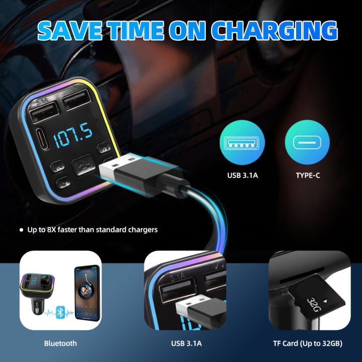 Kebidumei%20Car%20Bluetooth%205.0%20FM%20Transmitter%20PD%20Type%20C%20Dual%20USB%203.1A%20Fast%20Charger%20Colorful%20Ambient%20Light%20Handsfree%20MP3%20Modulator%20Player%20-%20Image%204