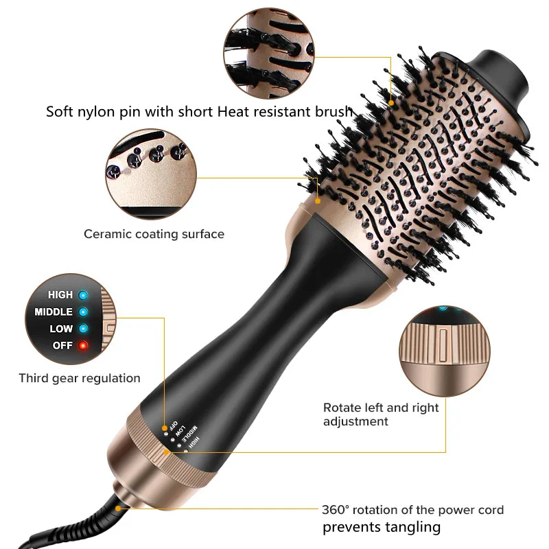 Ubeator -1200W Hot Air Hair Comb Brush Hair Dryer In