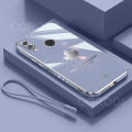 For Huawei Y7 Prime 2019 Back Cover Luxury 6D Plating Maple Leaf Side Pattern Soft Silicone Square Mobile Phone Case. 
