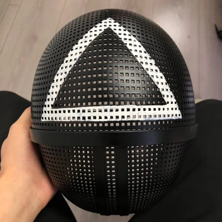 Squid%20Game%20Triangle%20Square%20Circle%20Cosplay%20Plastic%20Red%20Hood%20Man%20Headgear%20Halloween%20Party%20Costume%20Props%20-%20Image%204