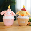 New Sanrio Happy Kawaii LED Cinnamon Roll Kuromi Melody Cartoon Filled Animal Plush Pendant Doll Creative Cute Cake Singing Toy Children's Birthday Gift. 