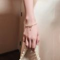 SSA New Korean Bracelet Gelang Tangan Simulated Pearl Ribbon Bowknot Charm for Women Wedding Gift. 