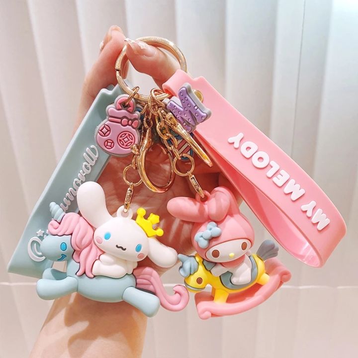 Anime Kawaii Sanrio Hello Kitty Keychain Holder Key Chain Car Keyring Backpack Pendant Ornaments Jewelry Gifts