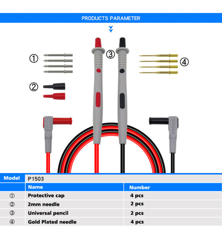 Multimeter Probe Support Cleqee P1503 Multimeter Probes Replaceable Needles Test Leads Kits ...