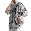 One Piece Anime Shirt Hawaiian Shirts for Men 3D Printed Casual Button Down Shirt White. 